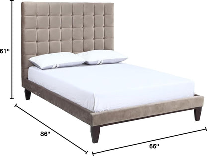 Iconic Home Beethoven Queen Velvet Bed Frame Taupe