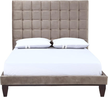 Iconic Home Beethoven Queen Velvet Bed Frame Taupe