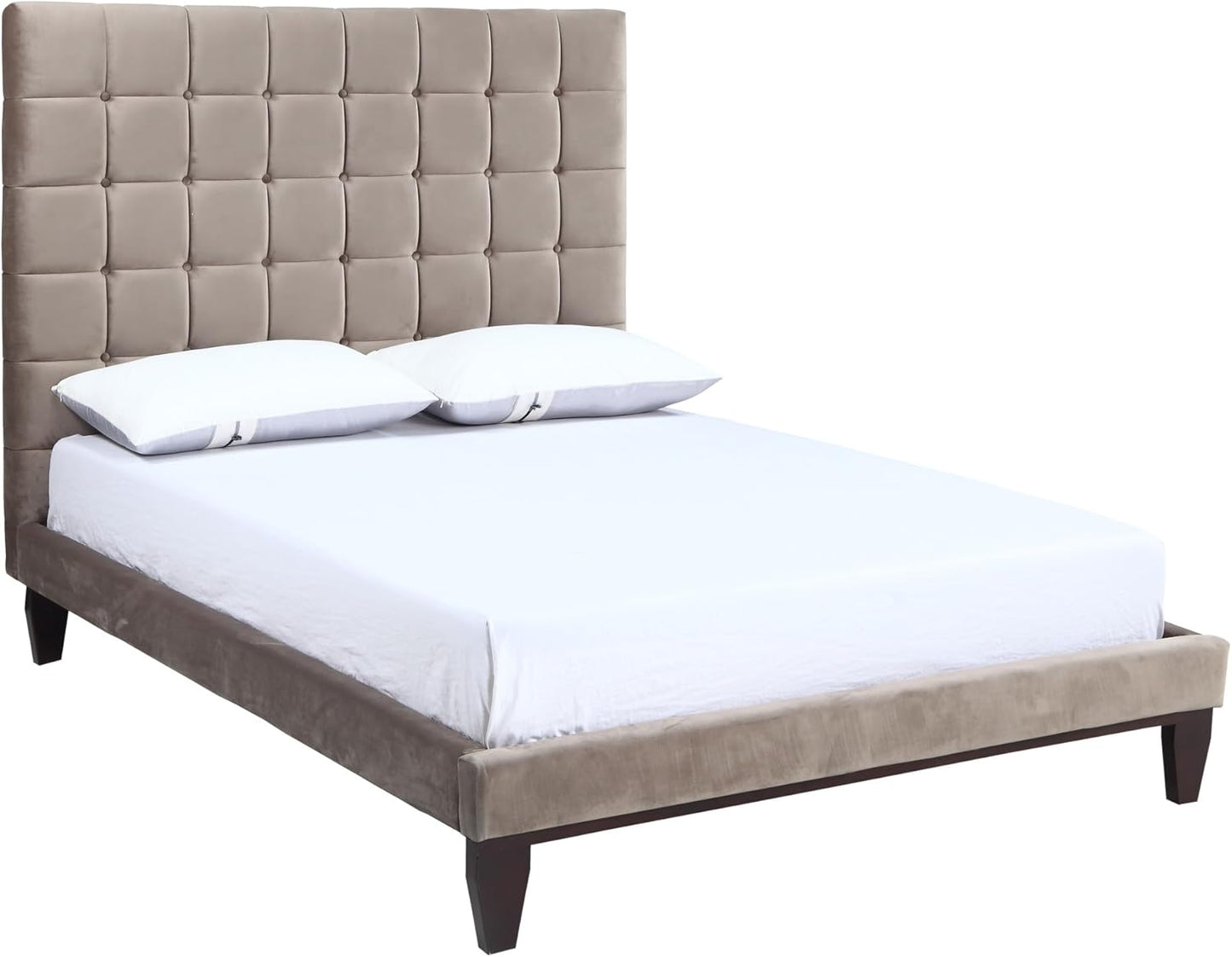 Iconic Home Beethoven Queen Velvet Bed Frame Taupe
