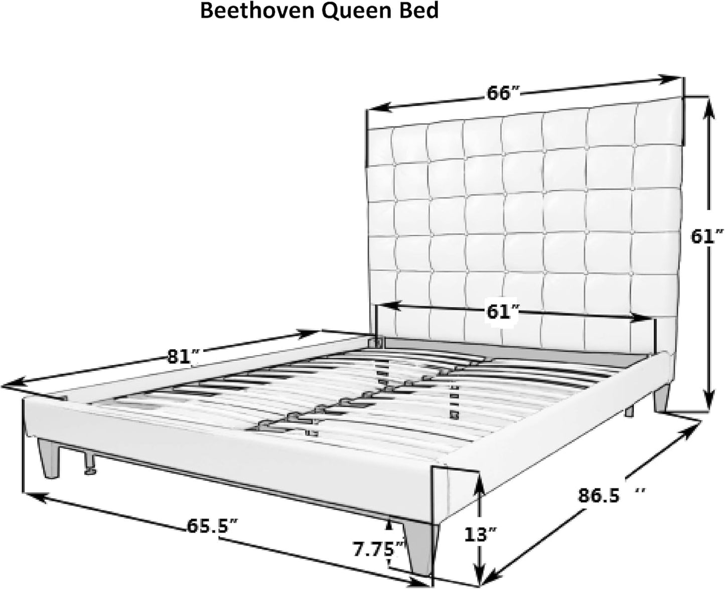 Iconic Home Beethoven Queen Velvet Bed Frame Taupe