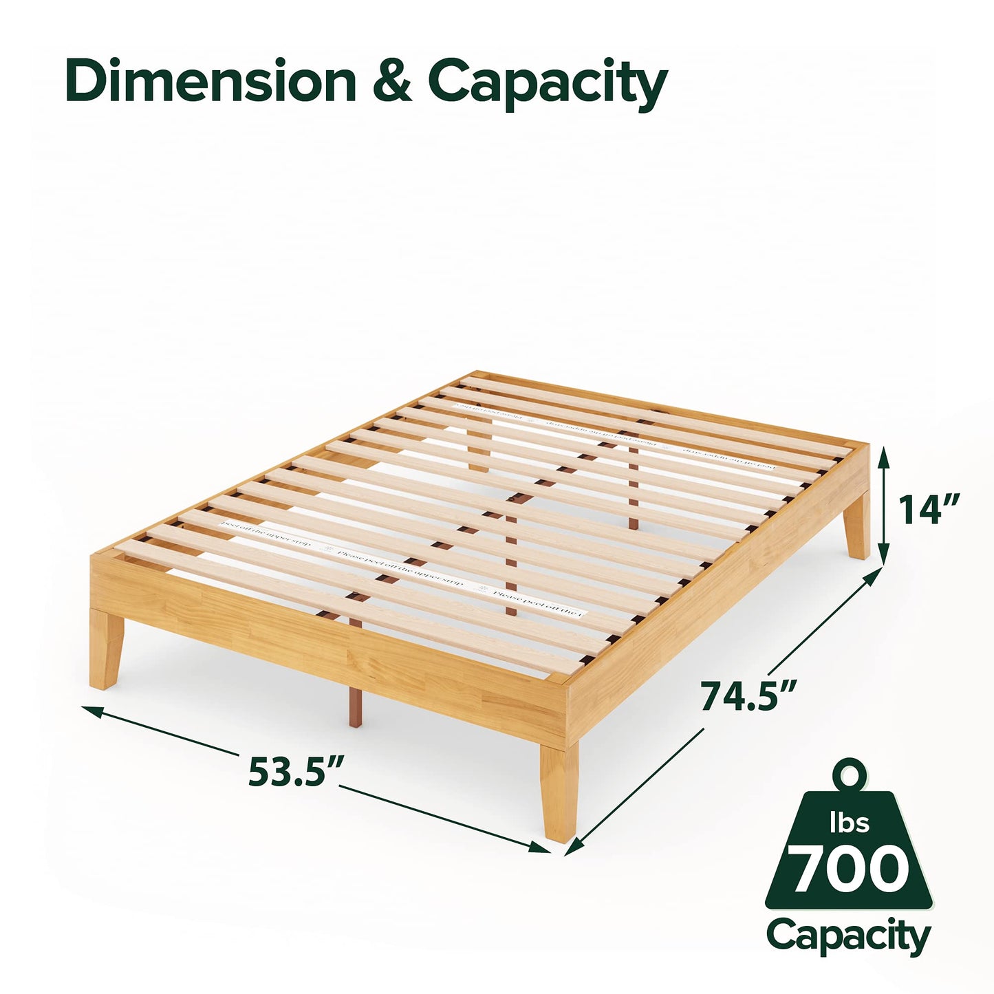 ZINUS Vivek Wood Platform Bed Frame with Headboard Queen