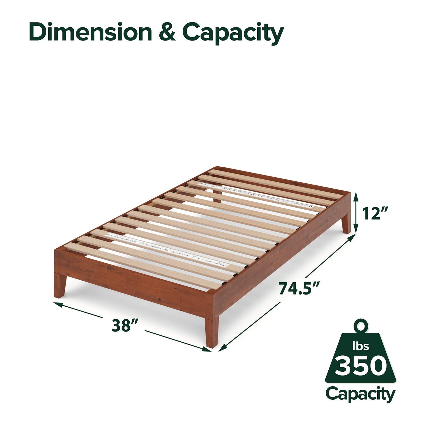 ZINUS Vivek Wood Platform Bed Frame with Headboard Queen