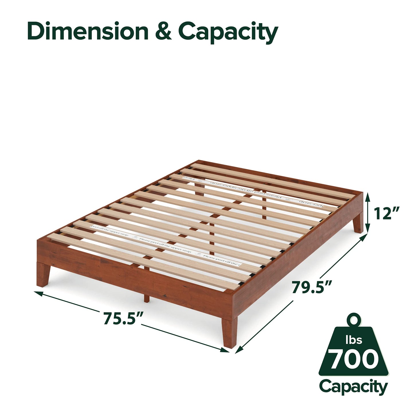 ZINUS Vivek Wood Platform Bed Frame with Headboard Queen