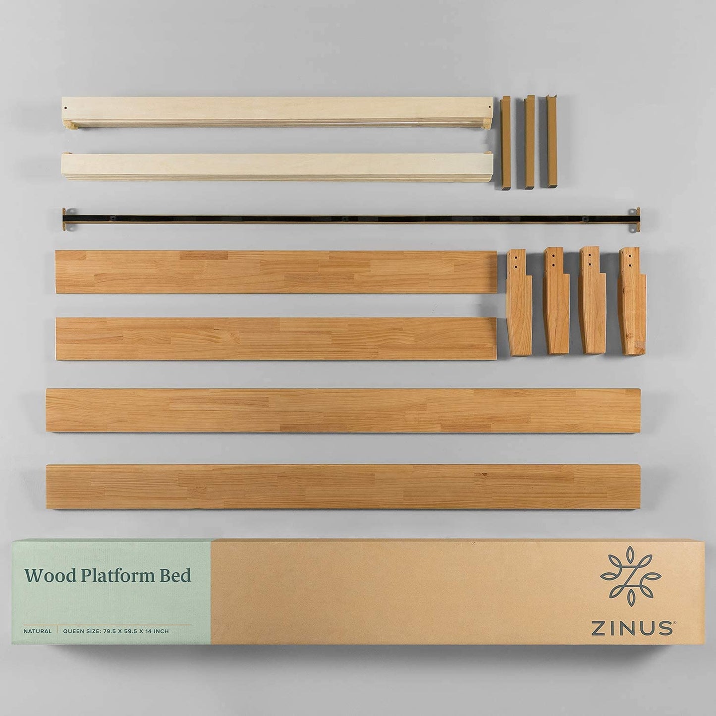 ZINUS Vivek Wood Platform Bed Frame with Headboard Queen