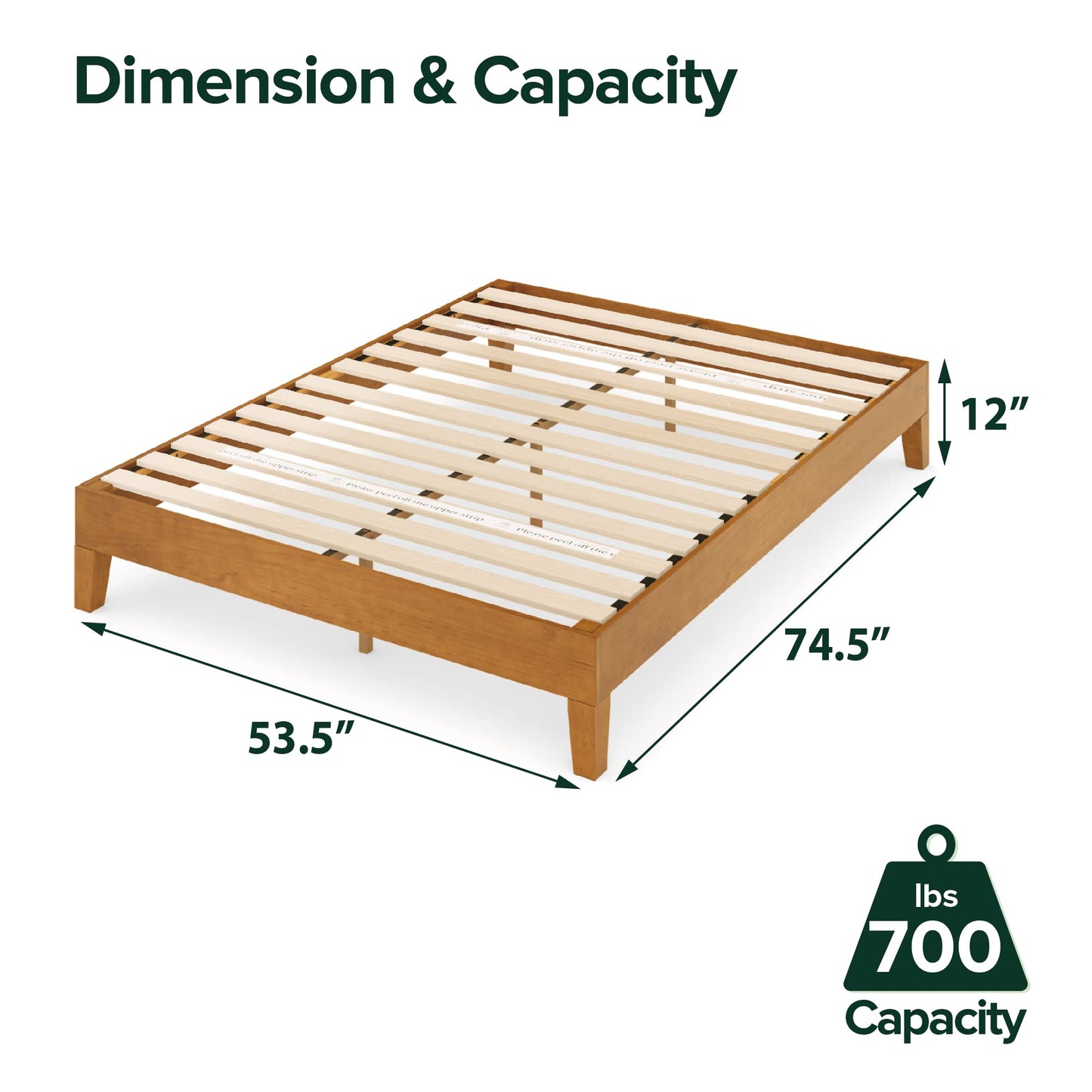 ZINUS Vivek Wood Platform Bed Frame with Headboard Queen