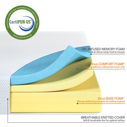 Zinus 8-Inch Twin Cooling Memory Foam Mattress – Green Tea & Fiberglass Free