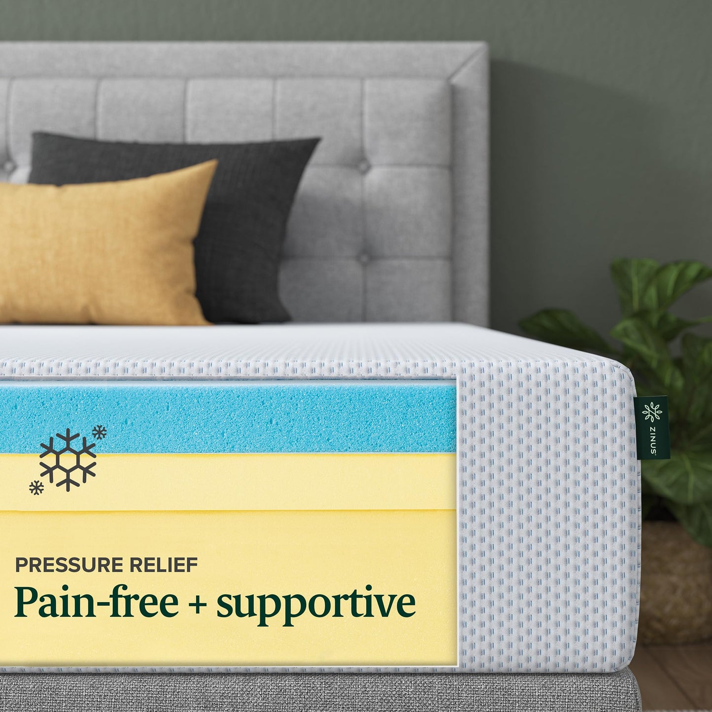 Zinus 8-Inch Twin Cooling Memory Foam Mattress – Green Tea & Fiberglass Free