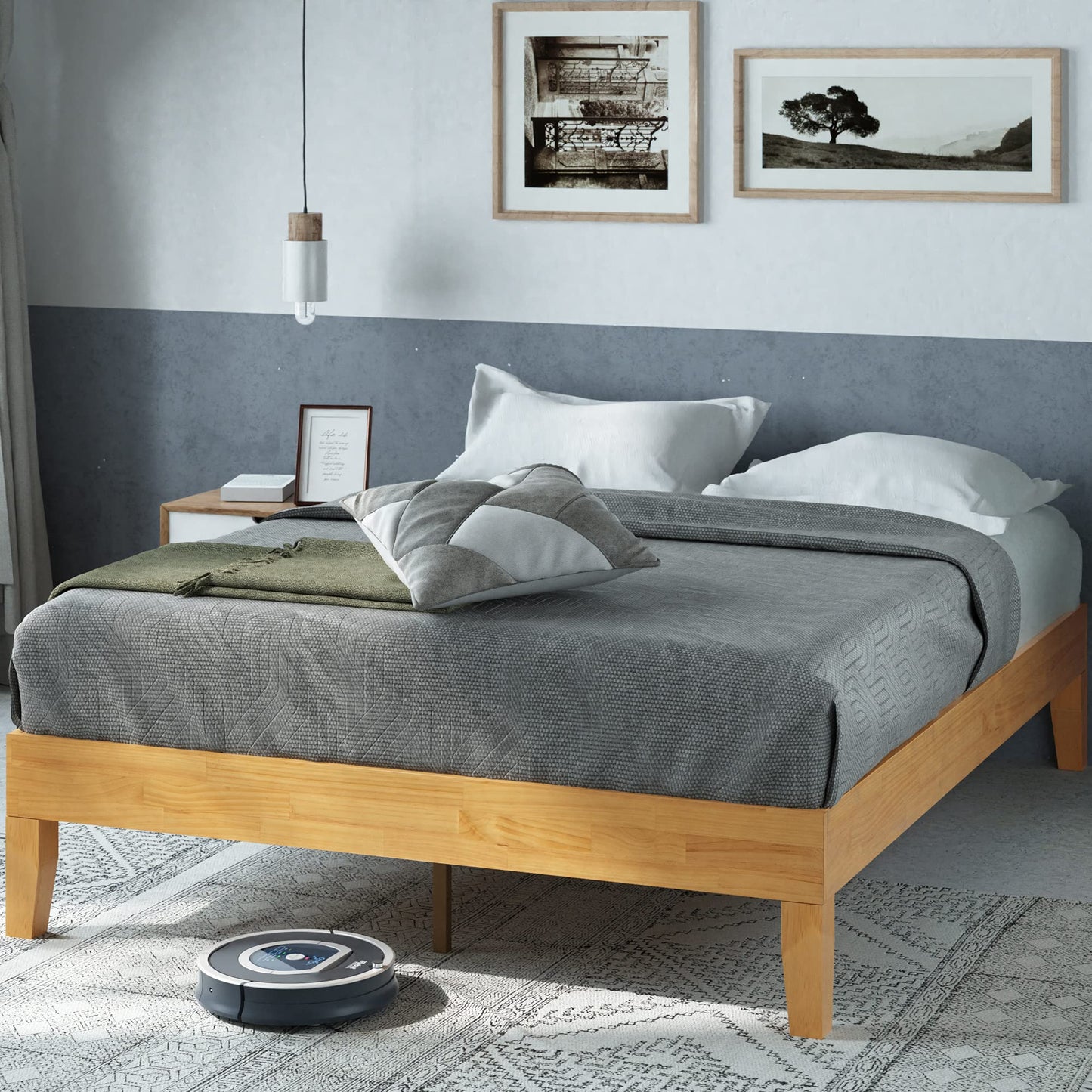 ZINUS Vivek Wood Platform Bed Frame with Headboard Queen