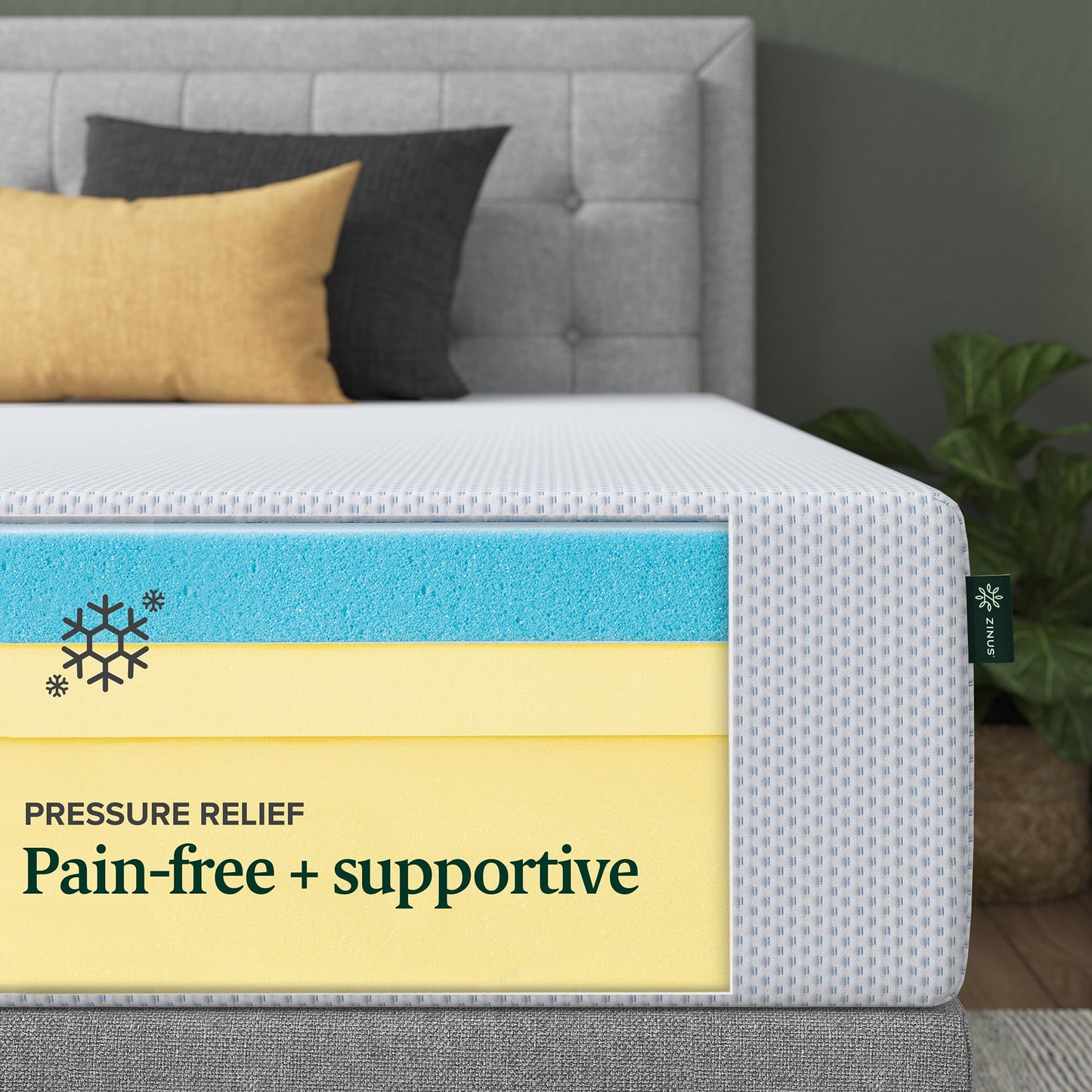 Zinus 8-Inch Twin Cooling Memory Foam Mattress – Green Tea & Fiberglass Free