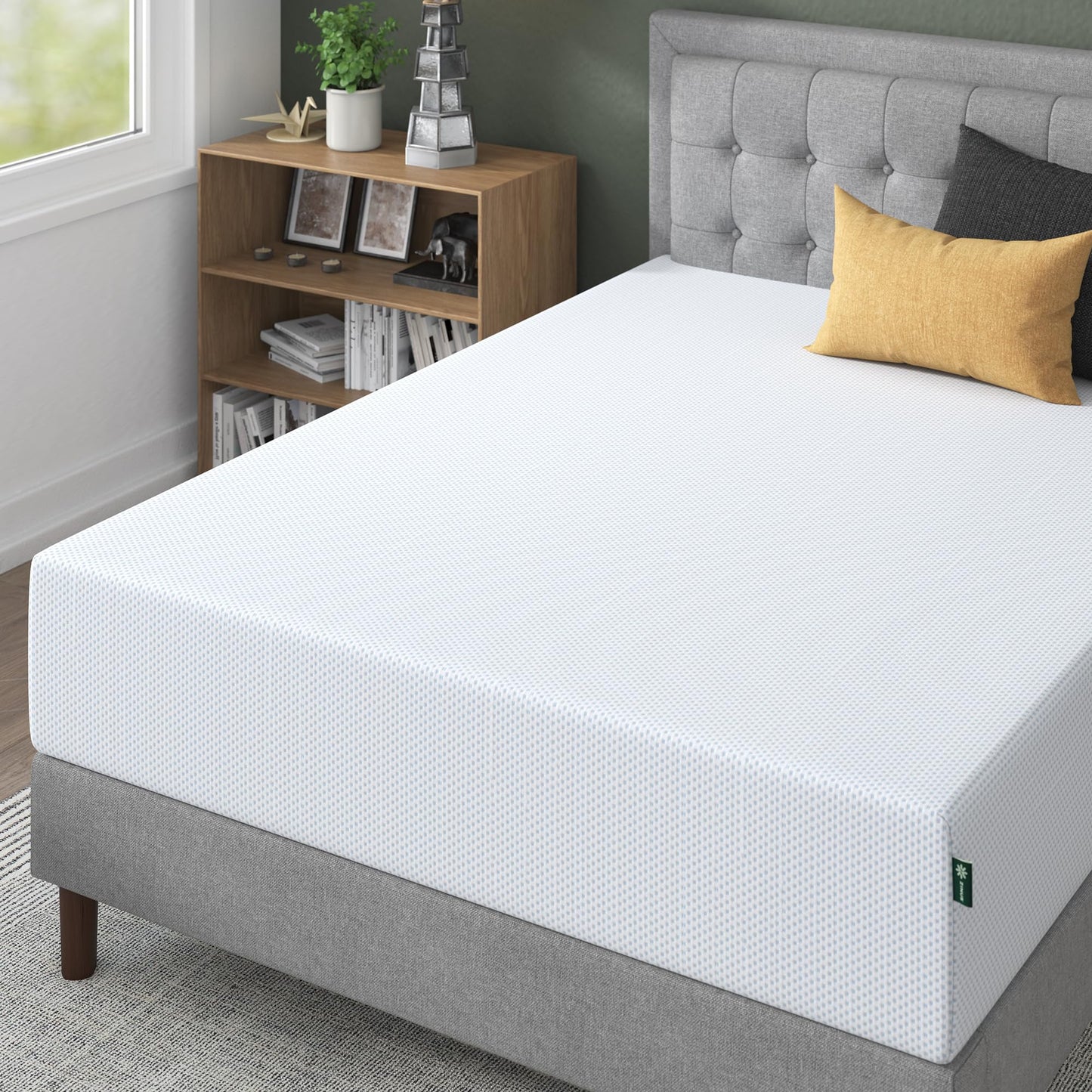 Zinus 8-Inch Twin Cooling Memory Foam Mattress – Green Tea & Fiberglass Free