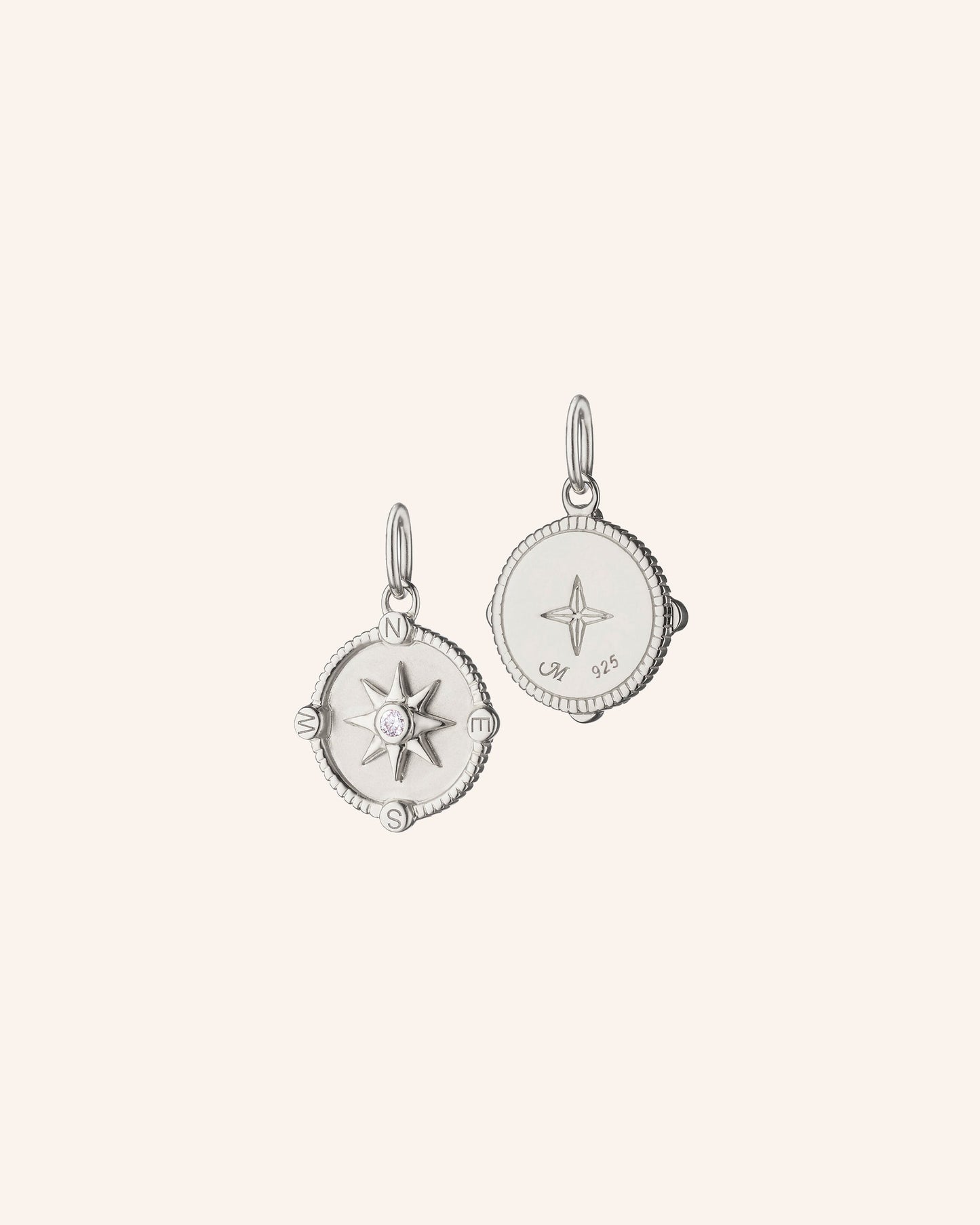 Mini "Adventure" Compass Necklace with White Sapphire