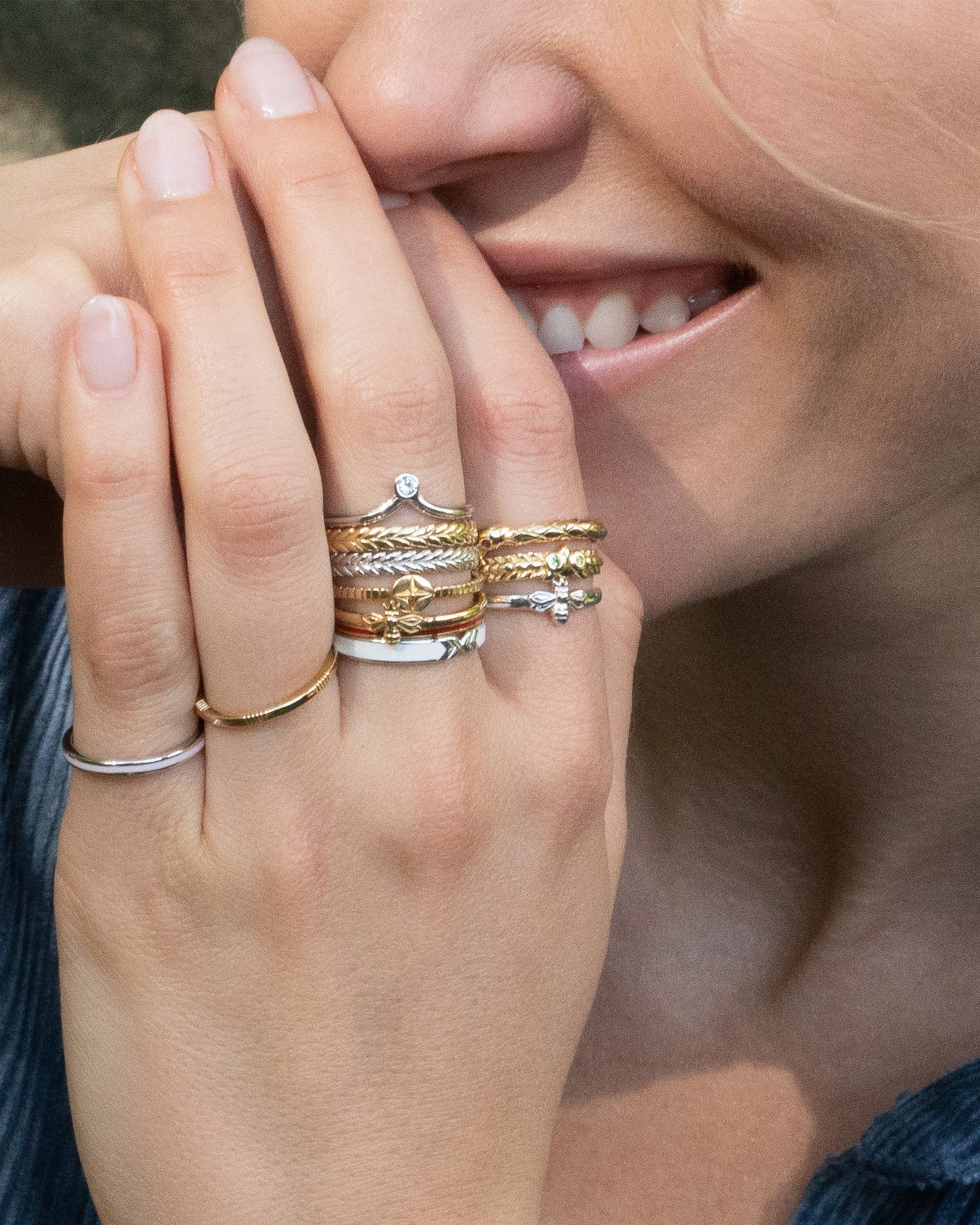 "Queen Bee" Poesy Sterling Silver Stackable Ring