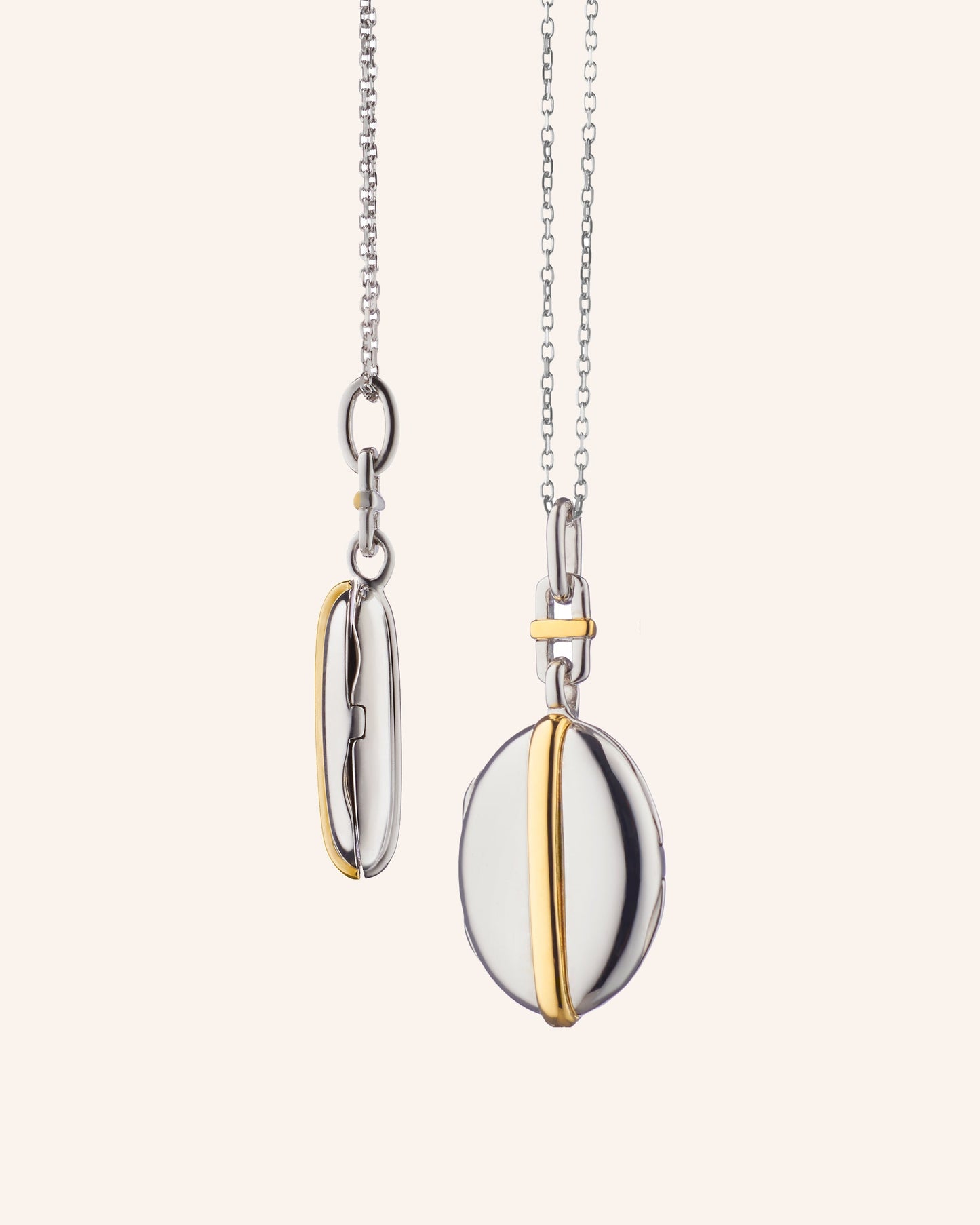 Slim Oval "Tess" Two-Tone Locket Necklace