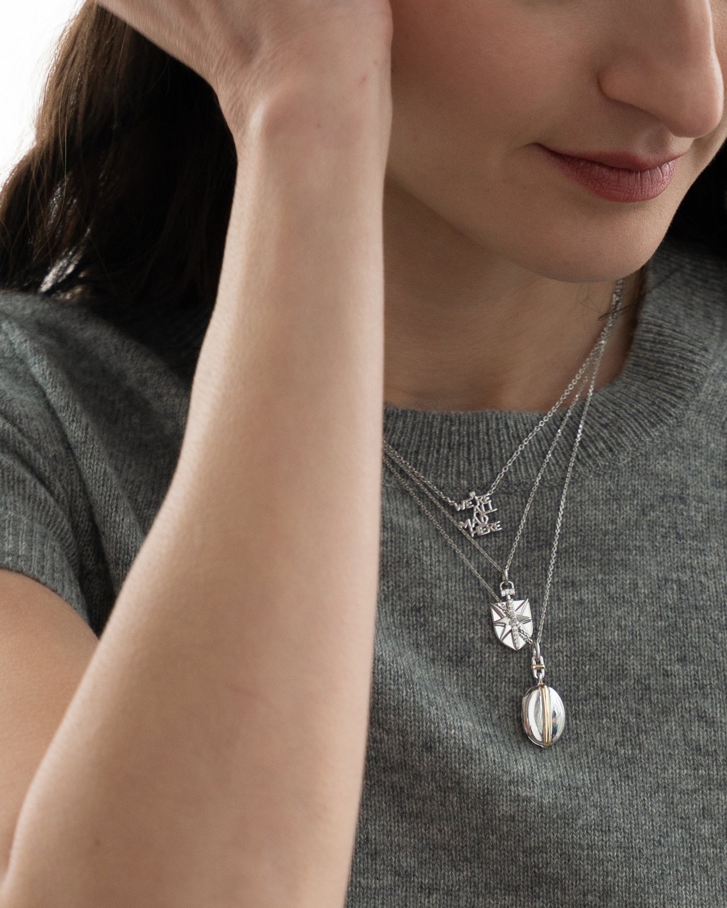 Slim Oval "Tess" Two-Tone Locket Necklace